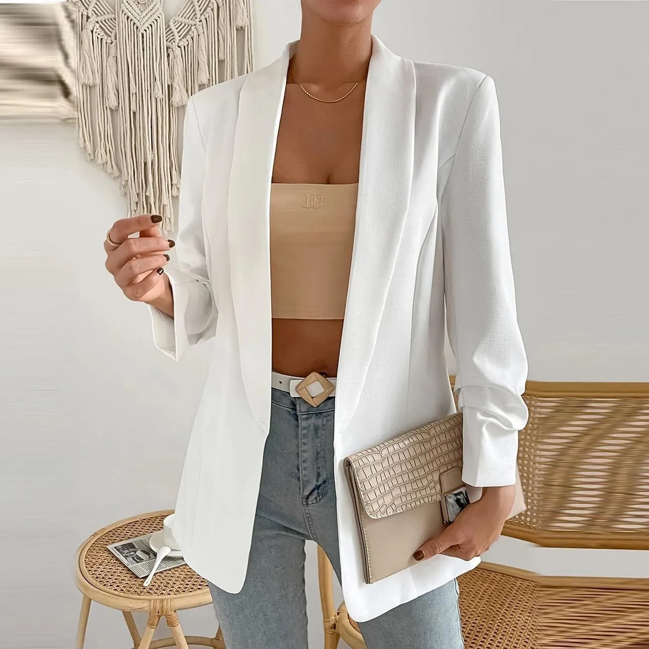 Women's Blazer Jackets Open Front Long Sleeve Lapel Jacket Suit Solid Colort Oversozed Work Office Blazers Outfits