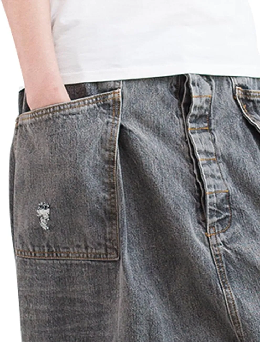 Women's Casual Drop Crotch Trousers Denim Jeans Ripped Harem Jeans