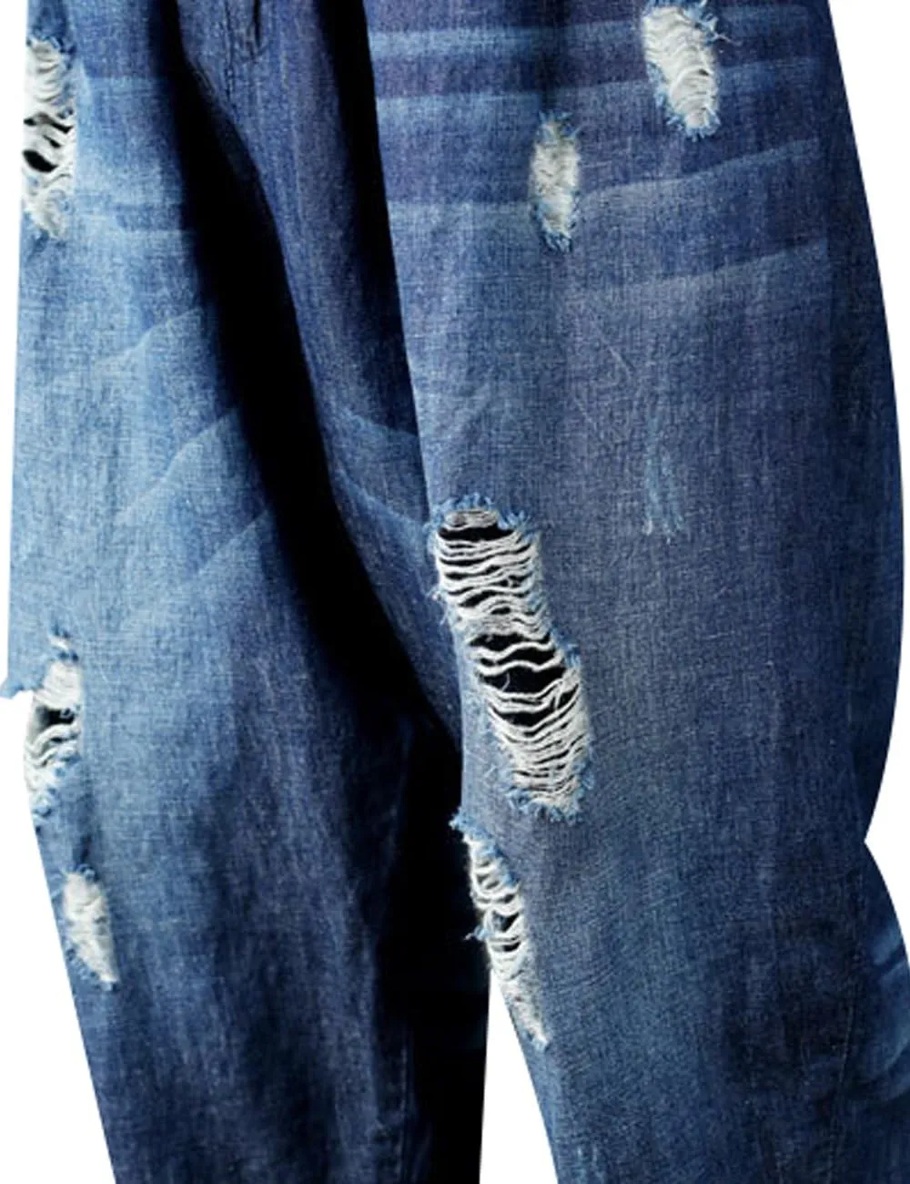 Women's Casual Drop Crotch Trousers Denim Jeans Ripped Harem Jeans