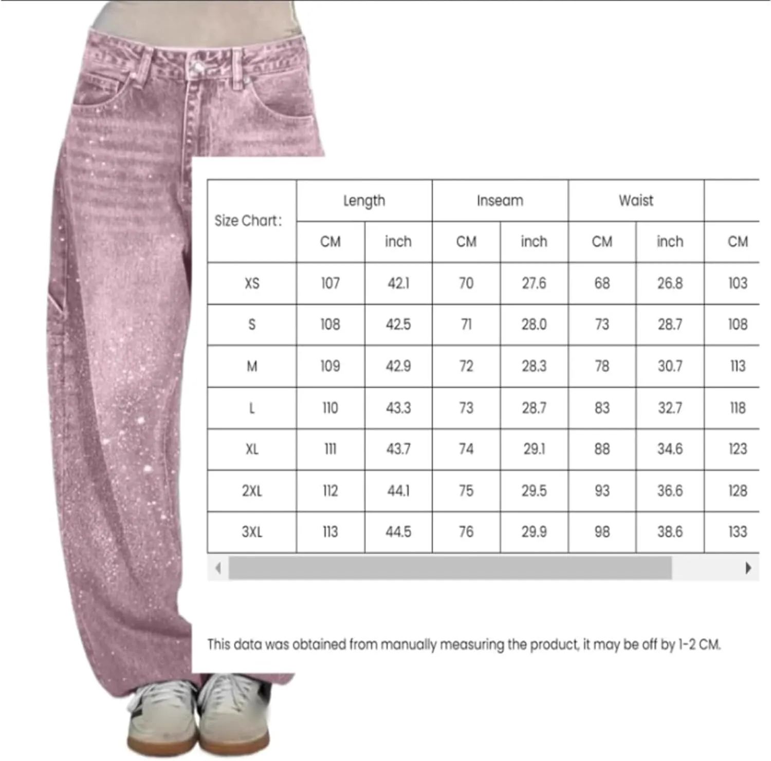 Women's Casual Rhinestone Loose Harem Jeans, Jeans with Rhinestones for Women, Straight Wide Leg Bling Denim Pants