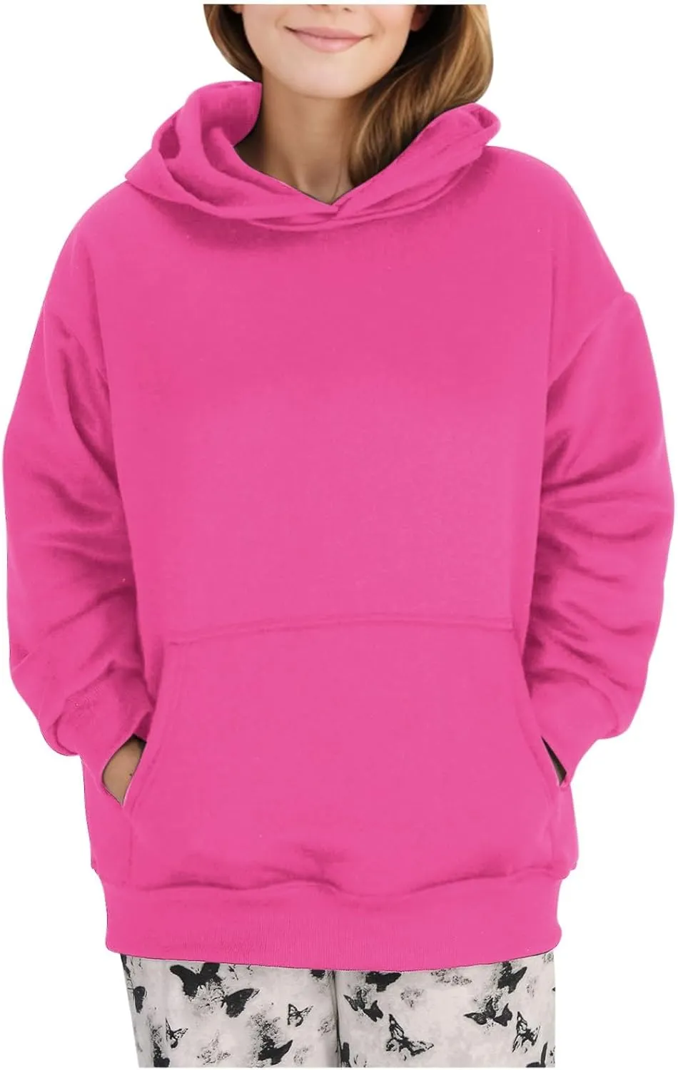 Womens Hoodies Oversized Sweatshirts Pullover Fleece Sweaters Long Sleeve With Pockets Winter Fall Outfits Y2k Clothes