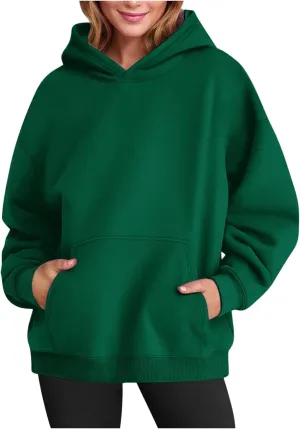 Womens Hoodies Oversized Sweatshirts Pullover Fleece Sweaters Long Sleeve With Pockets Winter Fall Outfits Y2k Clothes