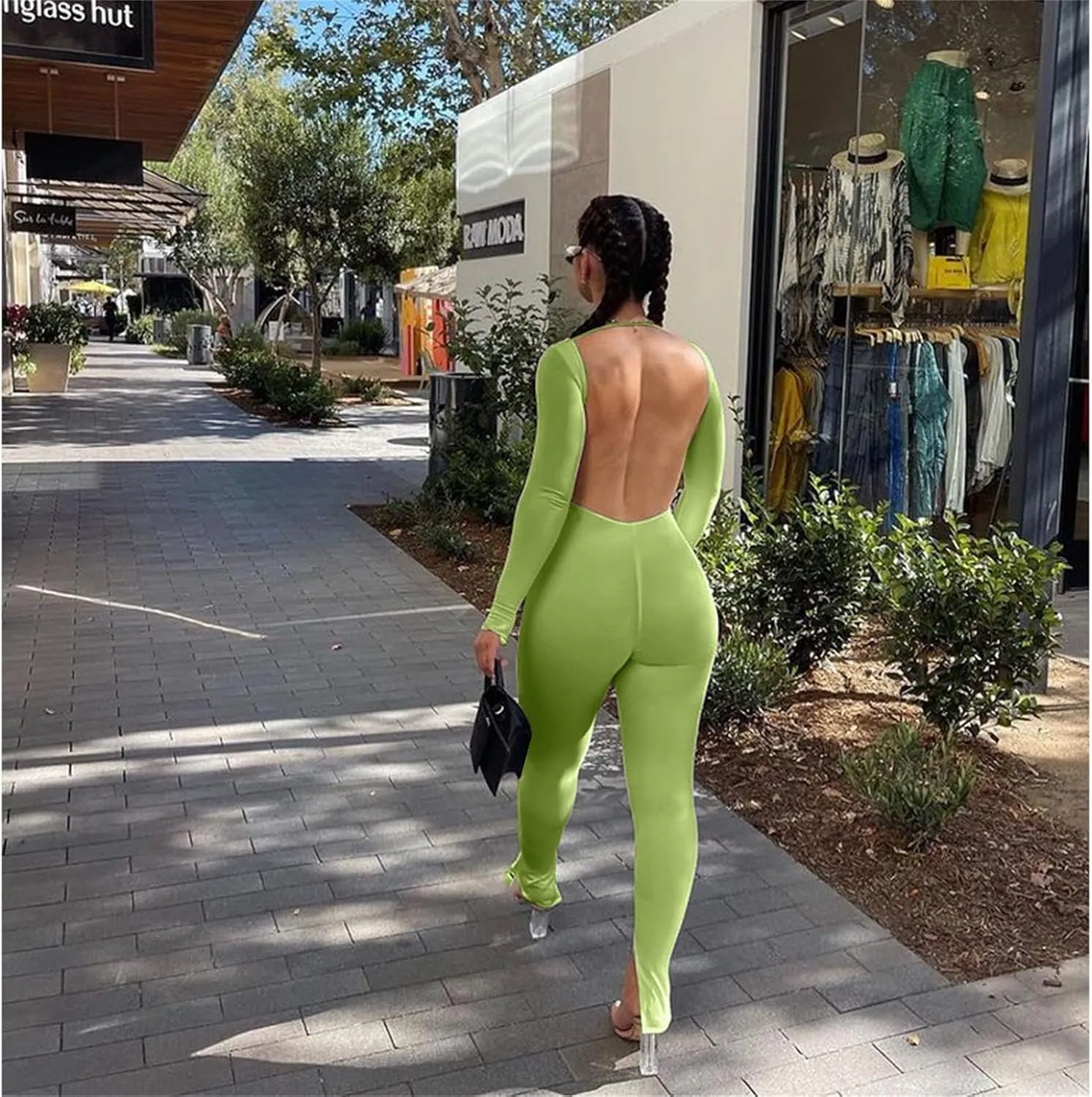 Womens Jumpsuit Long Sleeve One Piece Jumpsuits Leopard Print Sexy Backless Bodycon High Waisted Club Outfits Catsuits
