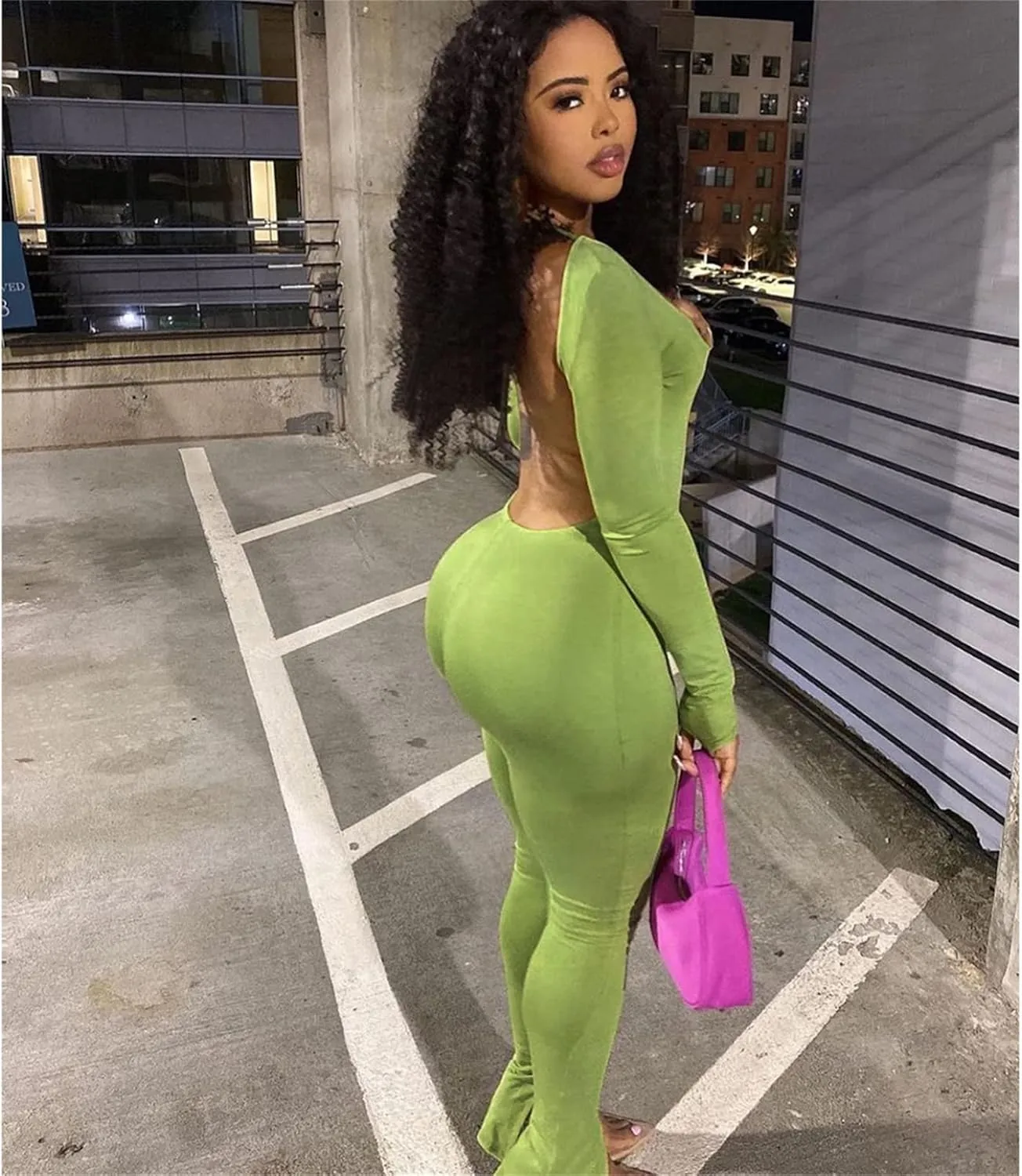 Womens Jumpsuit Long Sleeve One Piece Jumpsuits Leopard Print Sexy Backless Bodycon High Waisted Club Outfits Catsuits