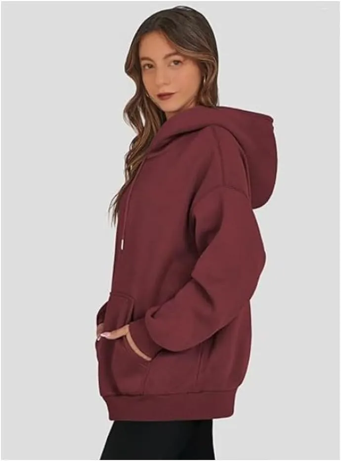 Women's Oversized Hoodies,Casual Crew Neck Long Sleeve Fleece Sweatshirts Pullover Sweaters Teen Girls Cute Tops