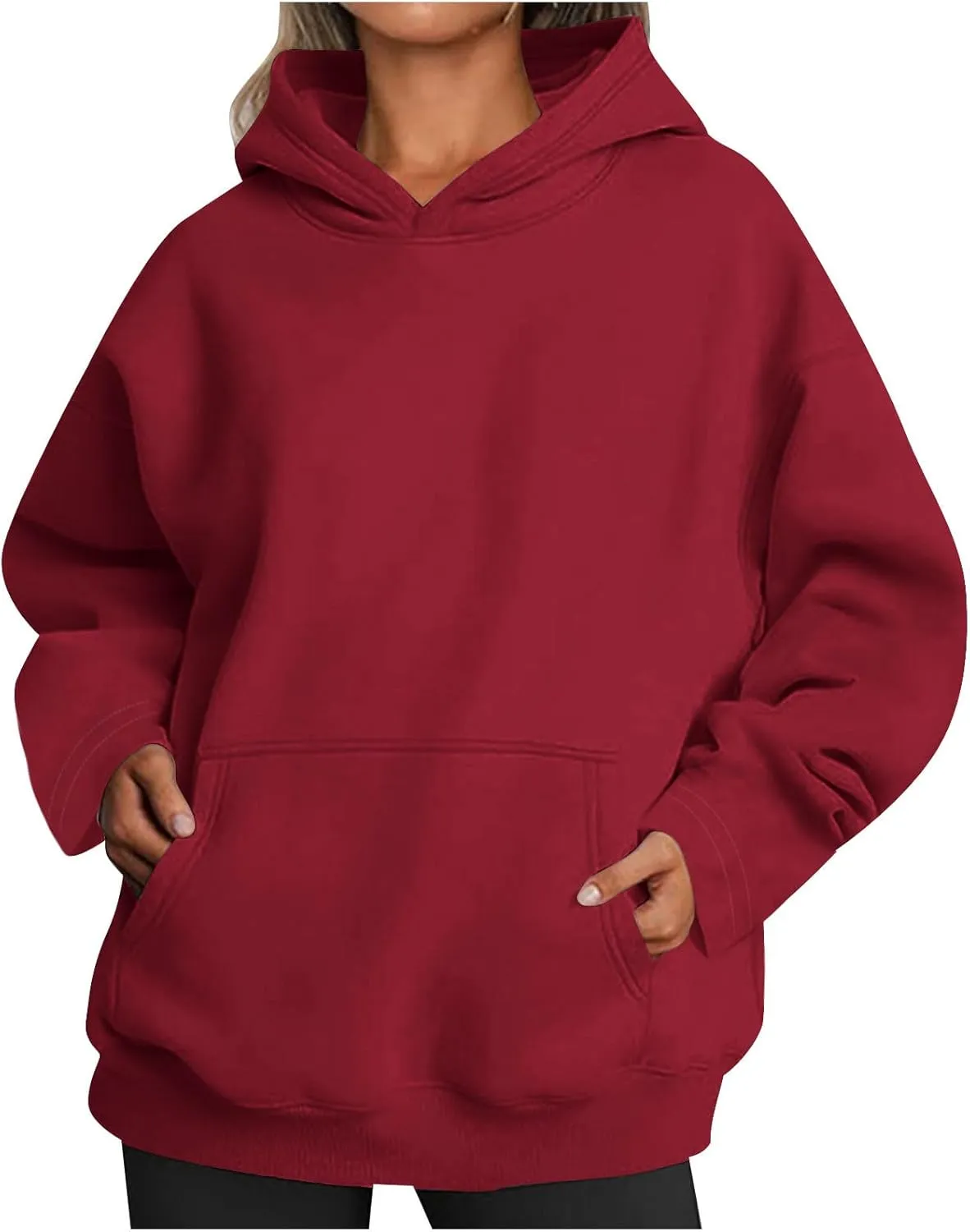 Women's Oversized Hoodies,Casual Crew Neck Long Sleeve Fleece Sweatshirts Pullover Sweaters Teen Girls Cute Tops