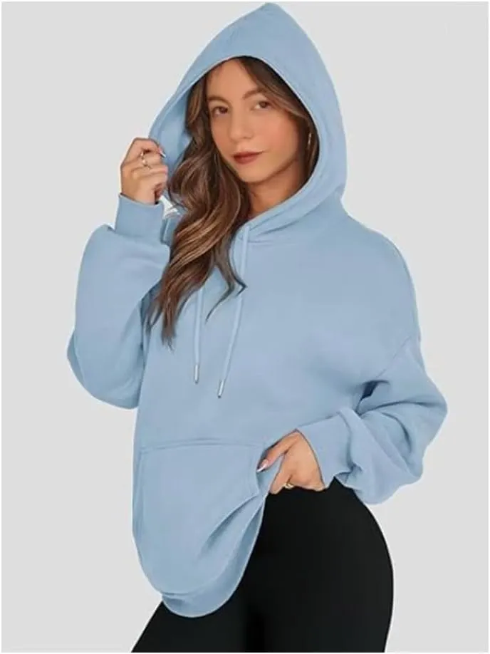 Women's Oversized Hoodies,Casual Crew Neck Long Sleeve Fleece Sweatshirts Pullover Sweaters Teen Girls Cute Tops