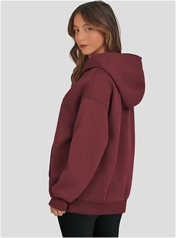 Women's Oversized Hoodies,Casual Crew Neck Long Sleeve Fleece Sweatshirts Pullover Sweaters Teen Girls Cute Tops