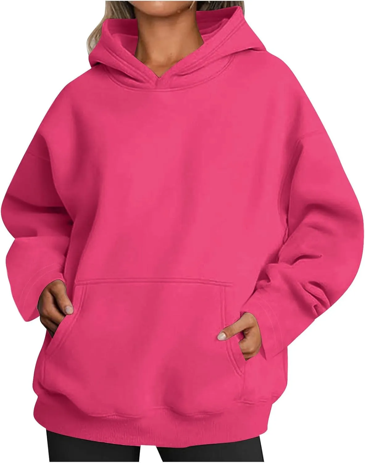 Women's Oversized Hoodies,Casual Crew Neck Long Sleeve Fleece Sweatshirts Pullover Sweaters Teen Girls Cute Tops