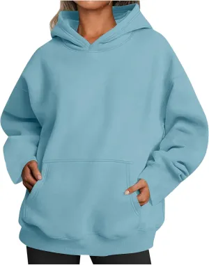 Women's Oversized Hoodies,Casual Crew Neck Long Sleeve Fleece Sweatshirts Pullover Sweaters Teen Girls Cute Tops