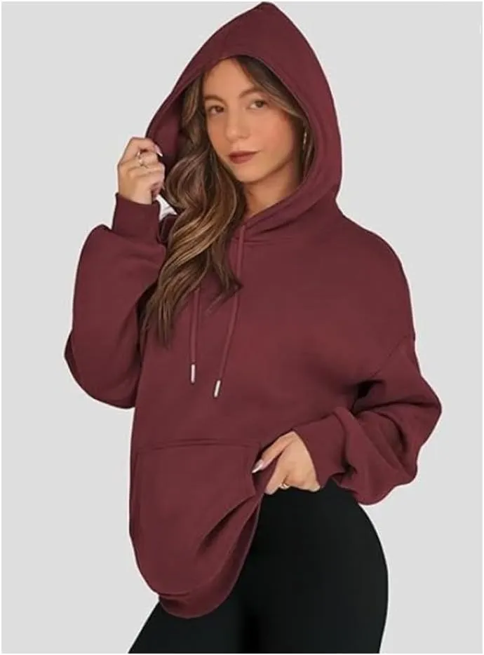 Women's Oversized Hoodies,Casual Crew Neck Long Sleeve Fleece Sweatshirts Pullover Sweaters Teen Girls Cute Tops