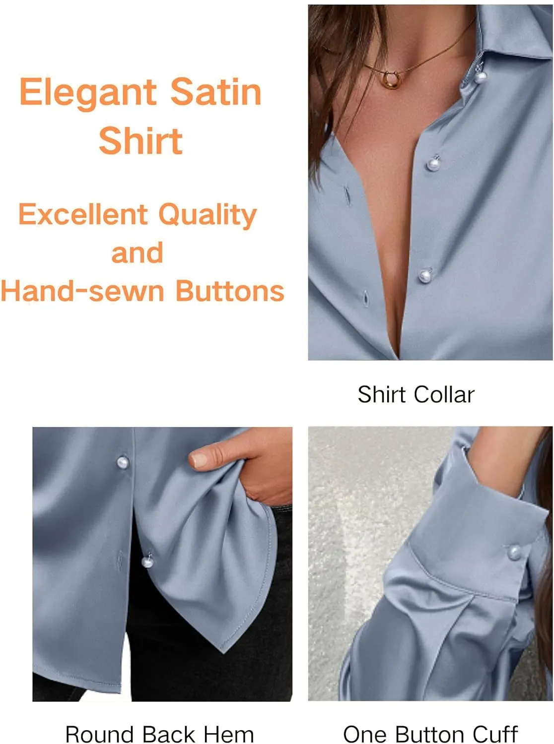Women's Satin Button Down Shirts V-Neck Long Sleeve Tops Summer Business Office Silk Blouses Fashion Spring Shirt 2025