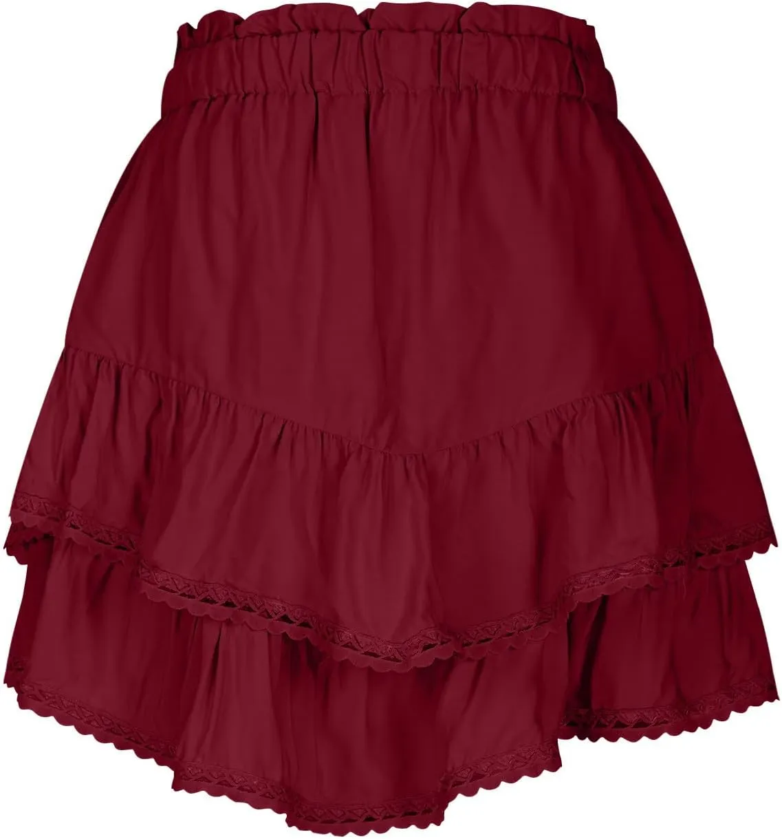 Women's Skirt Solid Color Mesh Layered Stylish Mini Shorts Elegant High Waisted Casual Skirt with Sheer Overlay