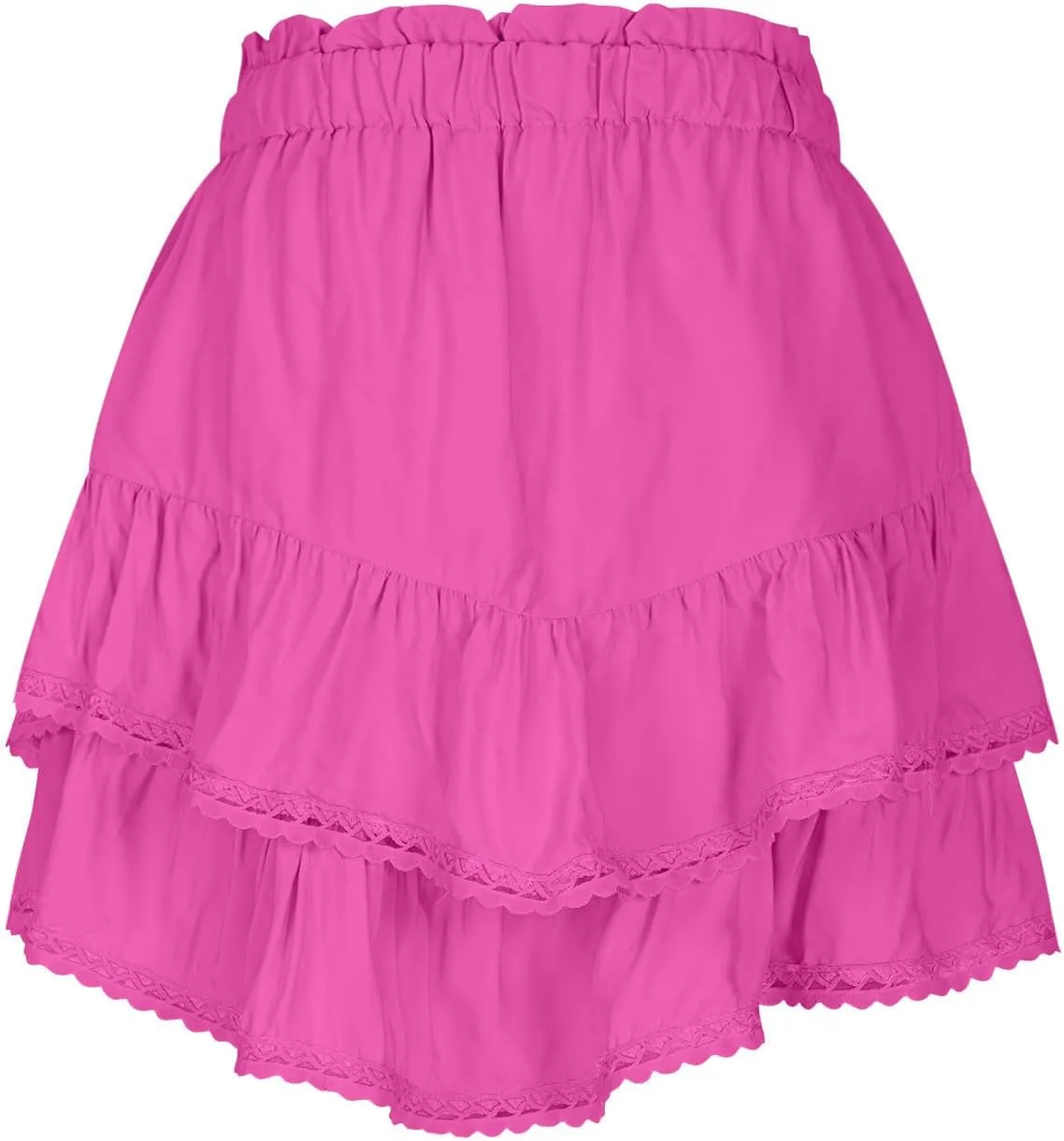Women's Skirt Solid Color Mesh Layered Stylish Mini Shorts Elegant High Waisted Casual Skirt with Sheer Overlay