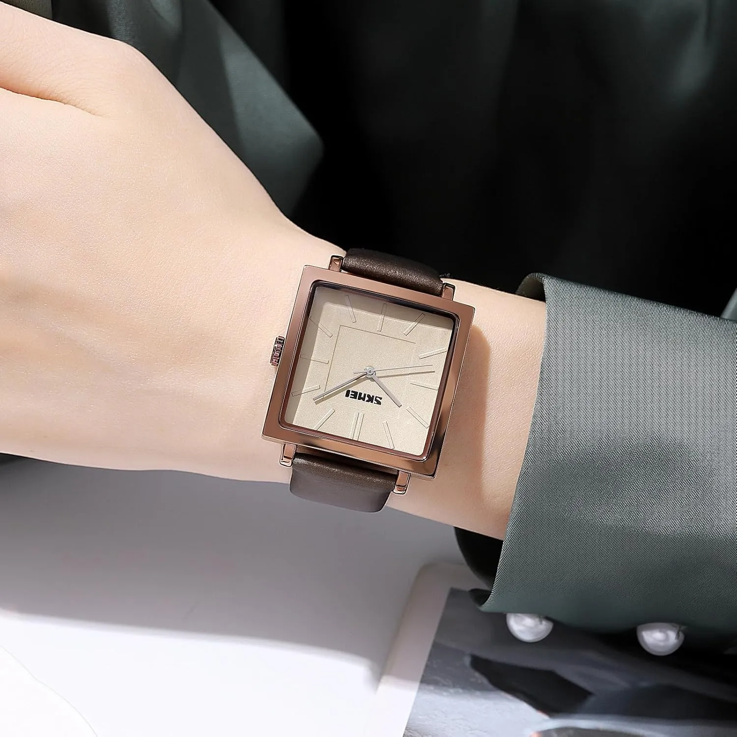 Women's Waterproof Leather Watch - Quartz Wrist Watch for Small Wrists, Thin Design