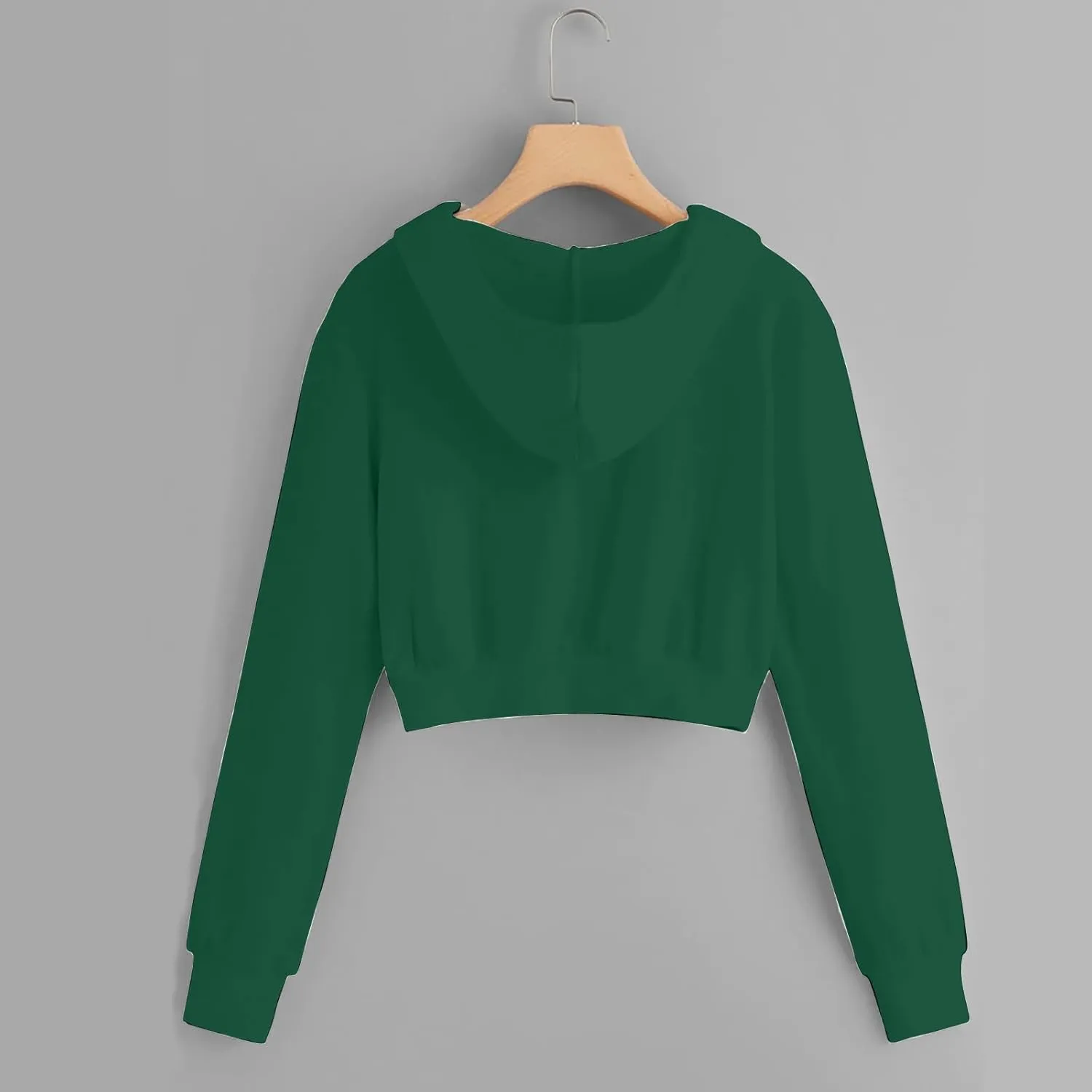 Women's Zip Up Cropped Hoodie Long Sleeve Drawstring Sweatshirts Casual Slim Fit Solid Color Crop Tops with Pocket