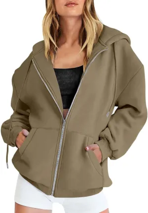 Womens Zip Up Hoodies Long Sleeve Sweatshirts Fall Outfits Oversized Sweaters Casual Fashion Y2K Jackets