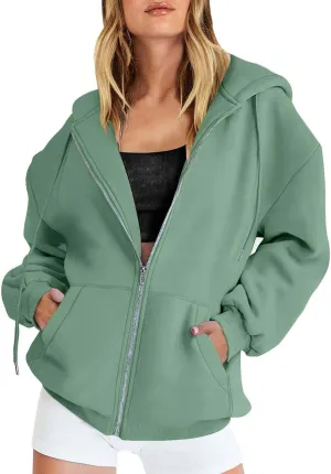 Womens Zip Up Hoodies Long Sleeve Sweatshirts Fall Outfits Oversized Sweaters Casual Fashion Y2K Jackets