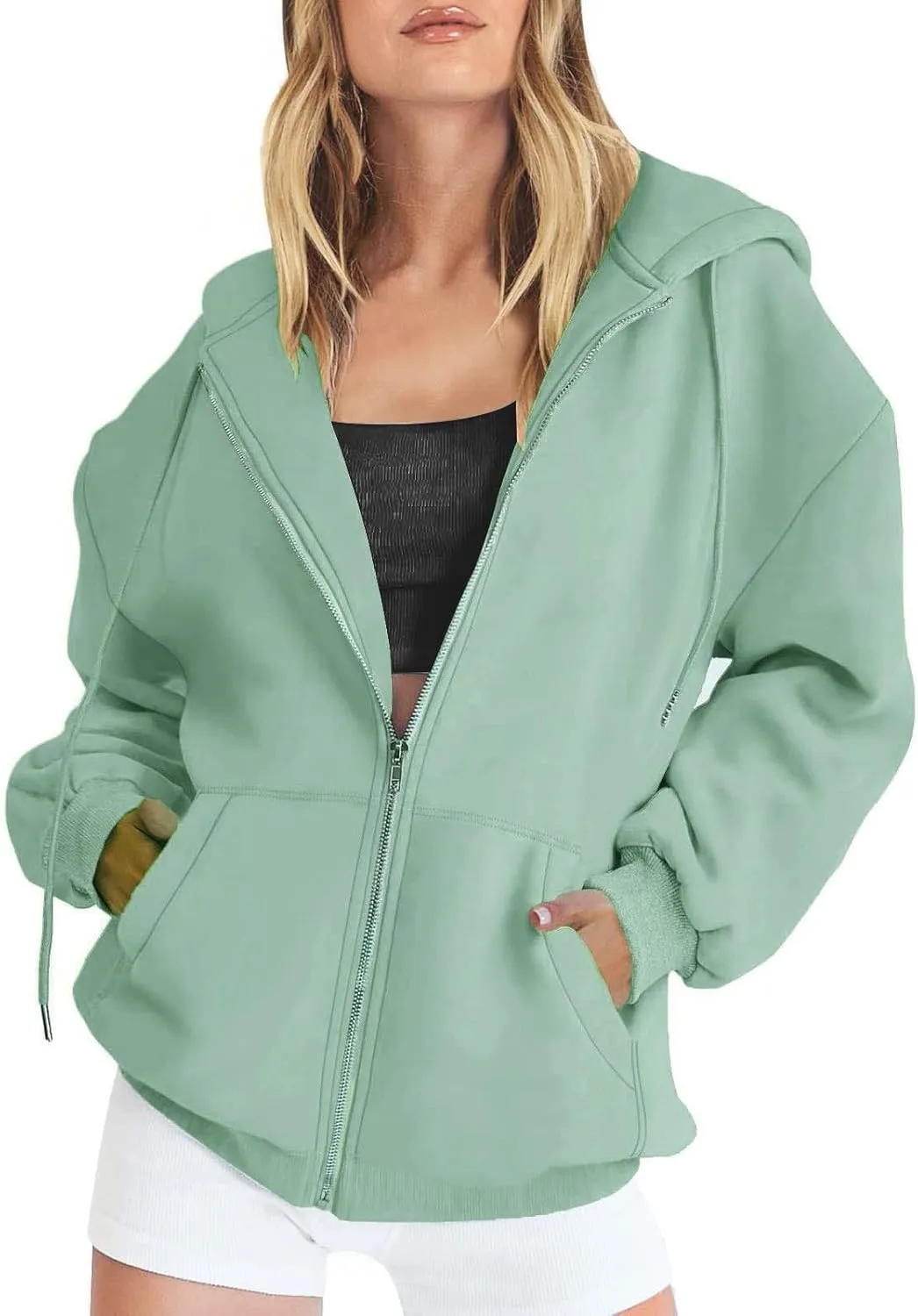 Womens Zip Up Hoodies Long Sleeve Sweatshirts Fall Outfits Oversized Sweaters Casual Fashion Y2K Jackets