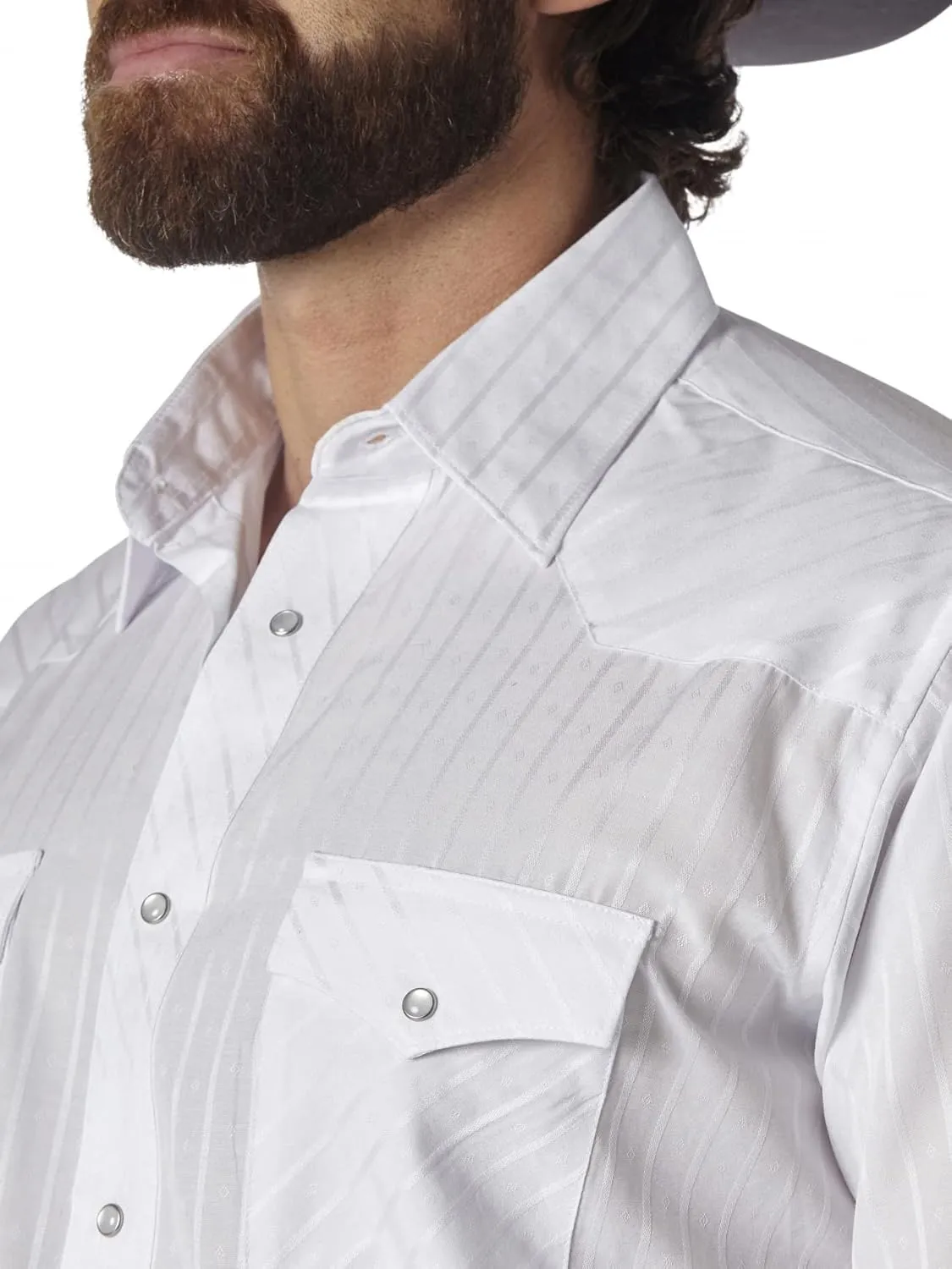 Wrangler Men's Sport Western Two Pocket Long Sleeve Snap Button Down Shirts