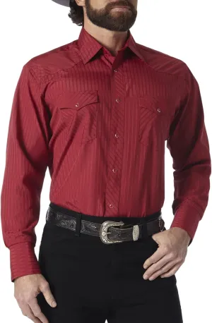 Wrangler Men's Sport Western Two Pocket Long Sleeve Snap Button Down Shirts