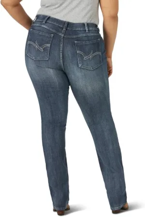 Wrangler Women's Western Plus Size Mid Rise Stretch Straight Leg Jean
