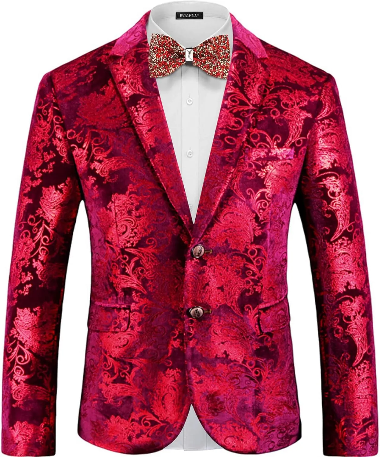 WULFUL Mens Blazer Floral Suit Jacket Slim Fit Stylish Blazer for Men Dinner Party Prom Wedding Tuxedo Jacket