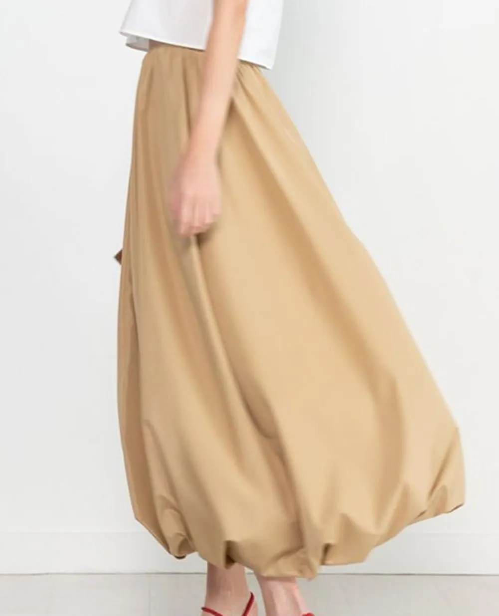 Y2k Bubble Maxi Skirt for Women Boho High Elastic Waist A Line Pleated Long Skirt Ruffle Smocked Midi Skirt