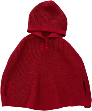 Yartina Infant Baby Girls Hooded Knit Poncho Sweaters Solid Cape Cloak Toddler Fall Winter Shawl Pullover