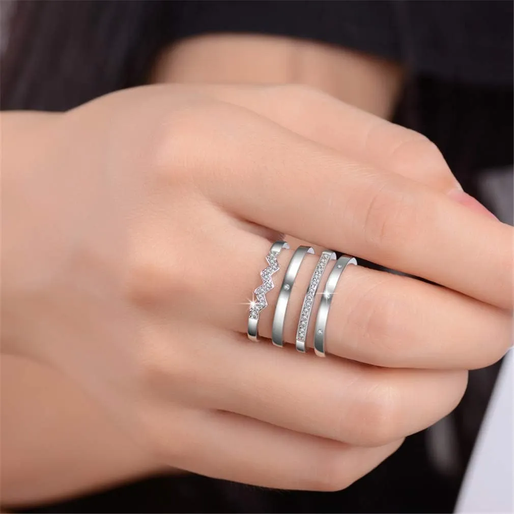 YAZILIND Exaggerated Multi-Layer Tail Ring Personality CZ Opening Band Ring Fashion Women Index Finger Jewelr Gift