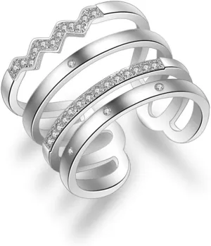 YAZILIND Exaggerated Multi-Layer Tail Ring Personality CZ Opening Band Ring Fashion Women Index Finger Jewelr Gift