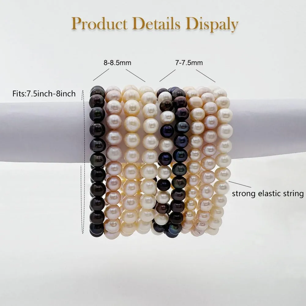 YING LAN Cultured Freshwater Pearl Stretch Bracelet 8 Inch For Women Ladies Accessories Jewelry
