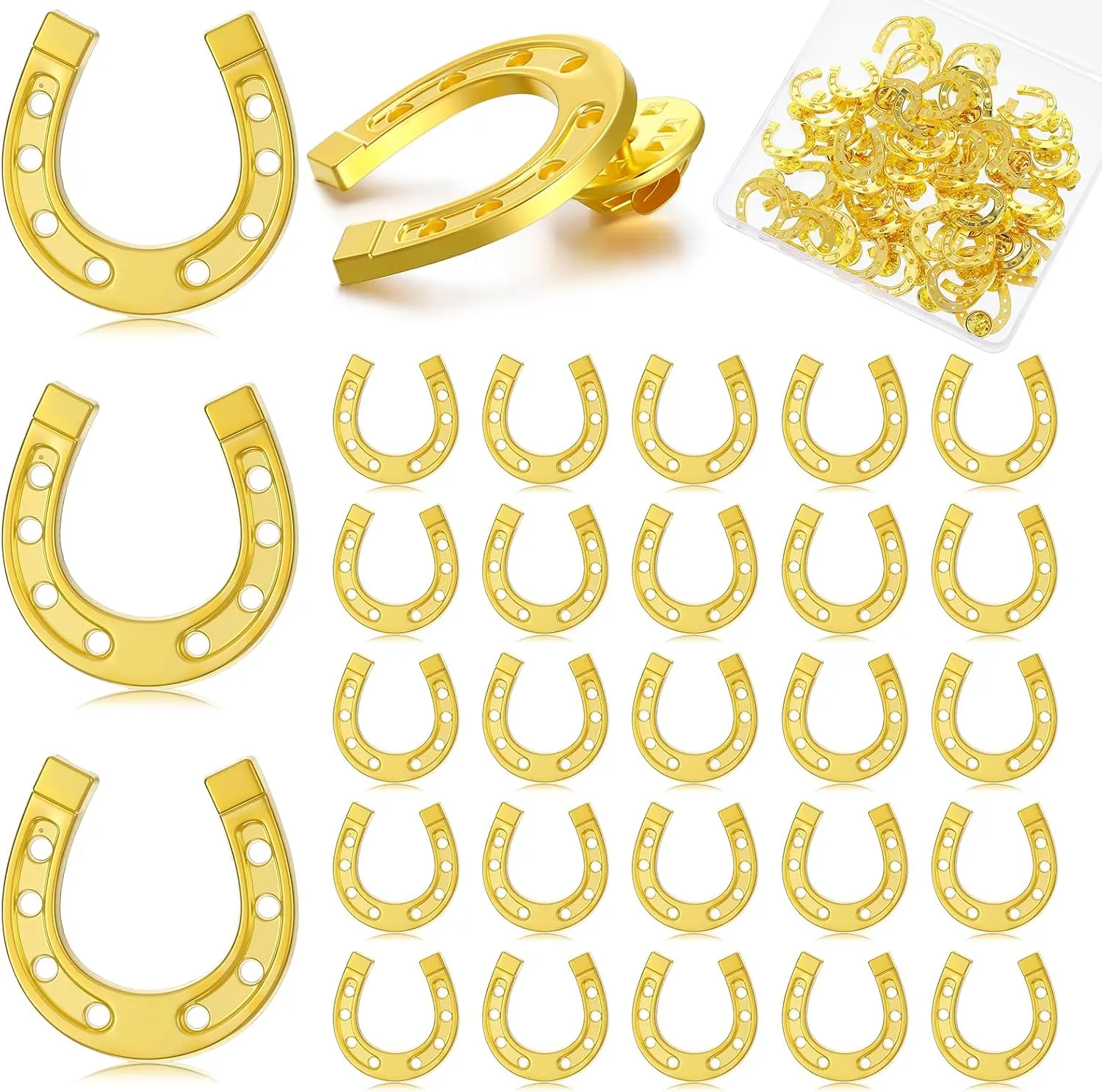 Yinkin 50 Pcs Cowboy Western Lapel Pin Men Women Lucky Horseshoe Lapel Pin Vintage Metal Horseshoe Cowgirl Backpack Party
