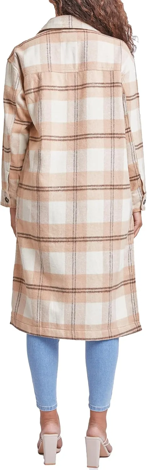 YMI Jeans Women's Plaid Shacket Long Duster