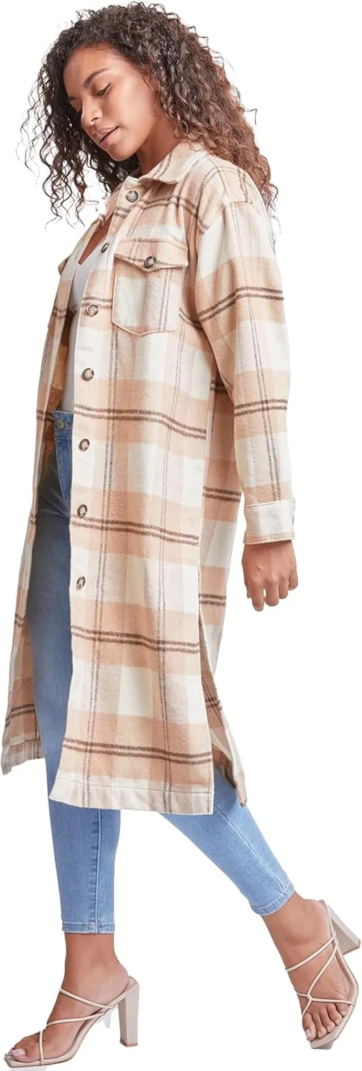 YMI Jeans Women's Plaid Shacket Long Duster