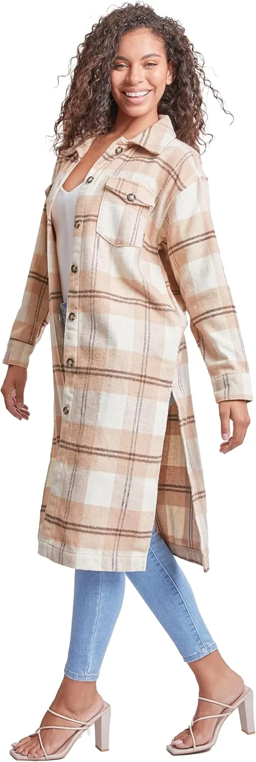 YMI Jeans Women's Plaid Shacket Long Duster
