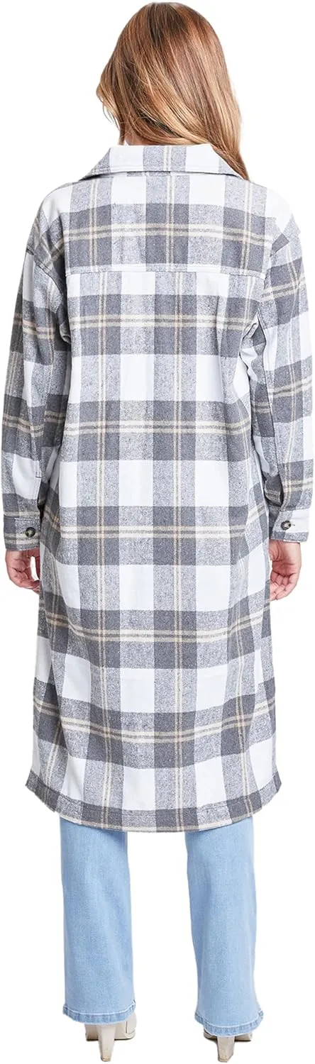 YMI Jeans Women's Plaid Shacket Long Duster